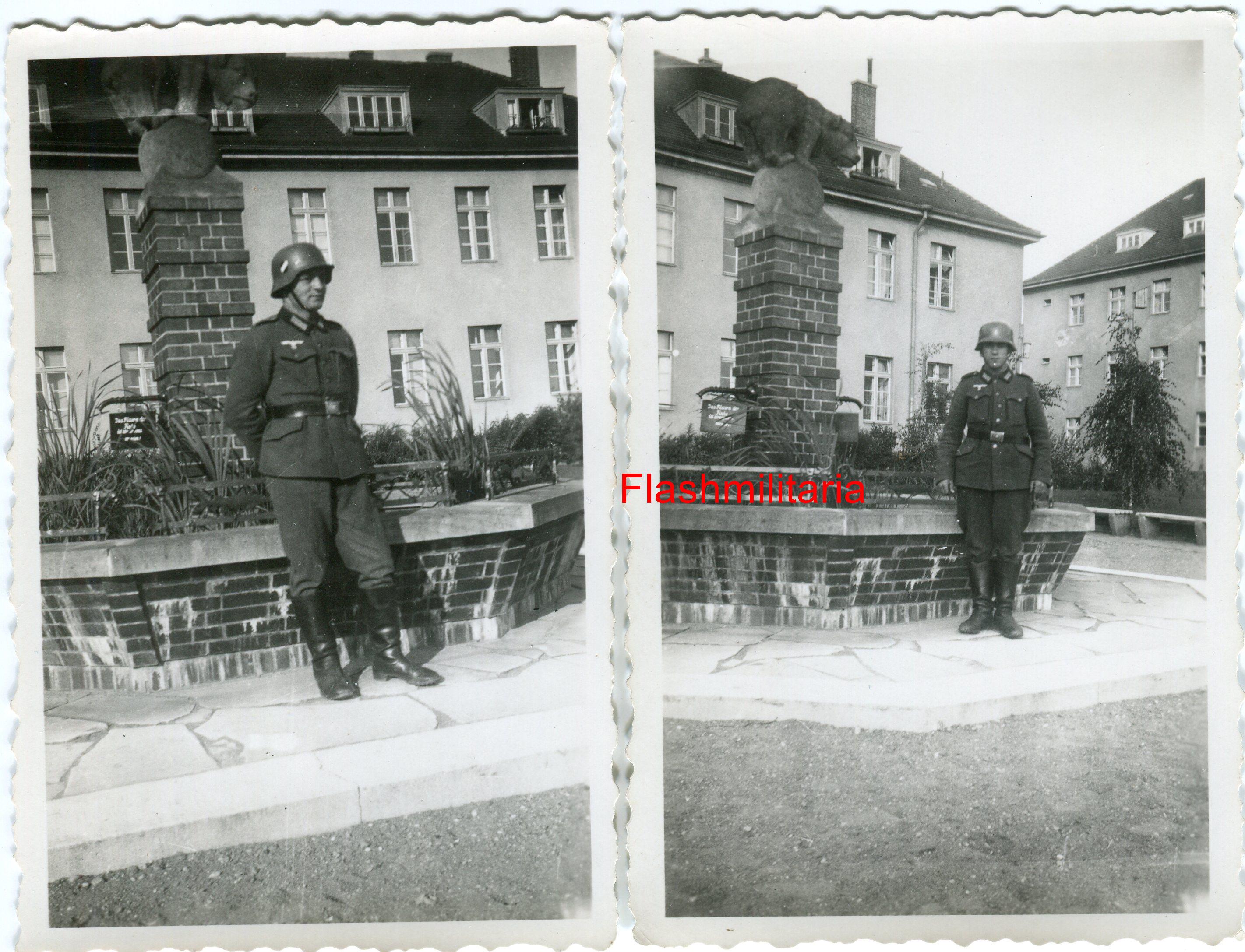 militaria : 2 photos allemandes -- Soldat casqué de la Heer