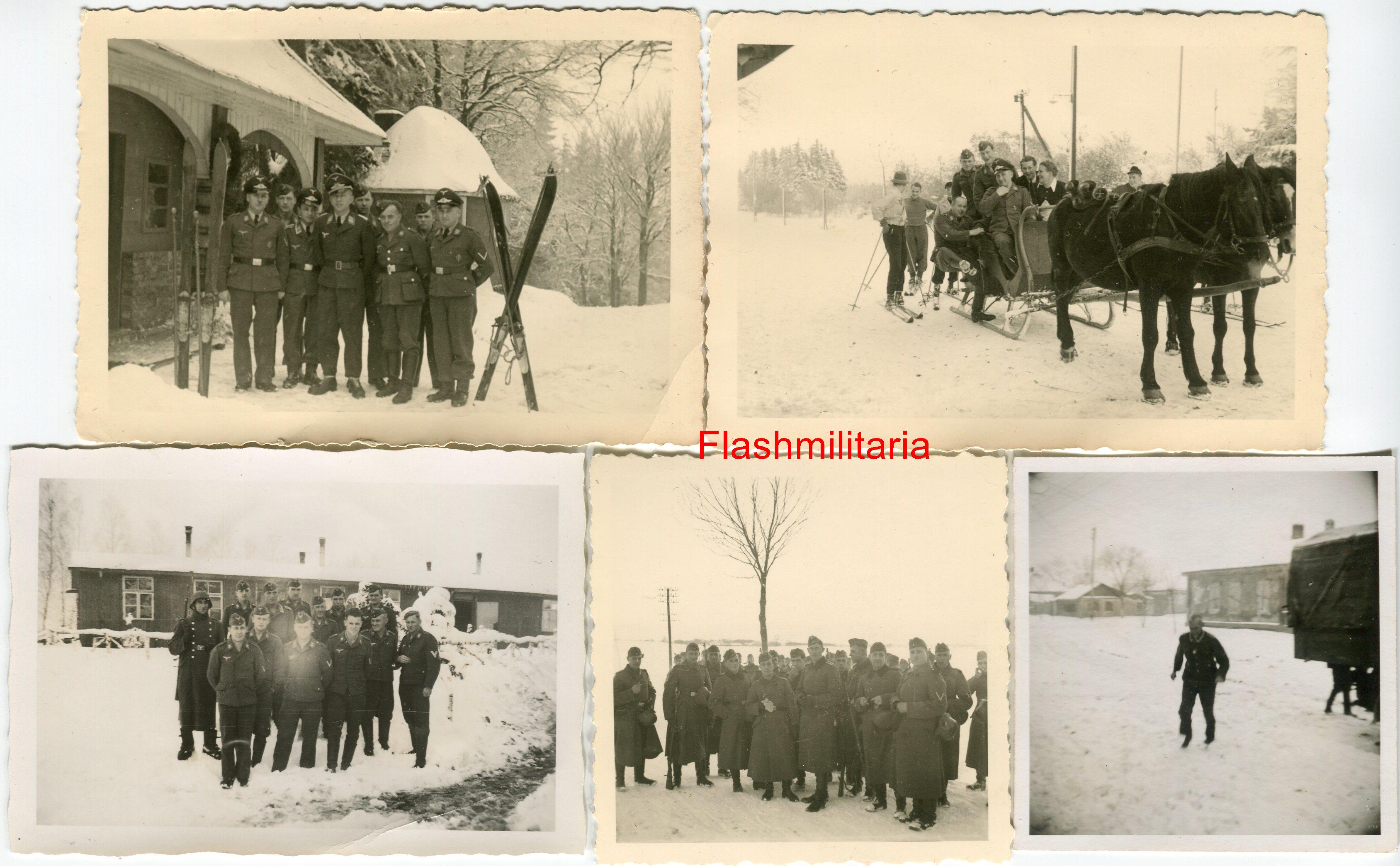 militaria : 5 photos allemandes -- La Wehrmacht en hiver