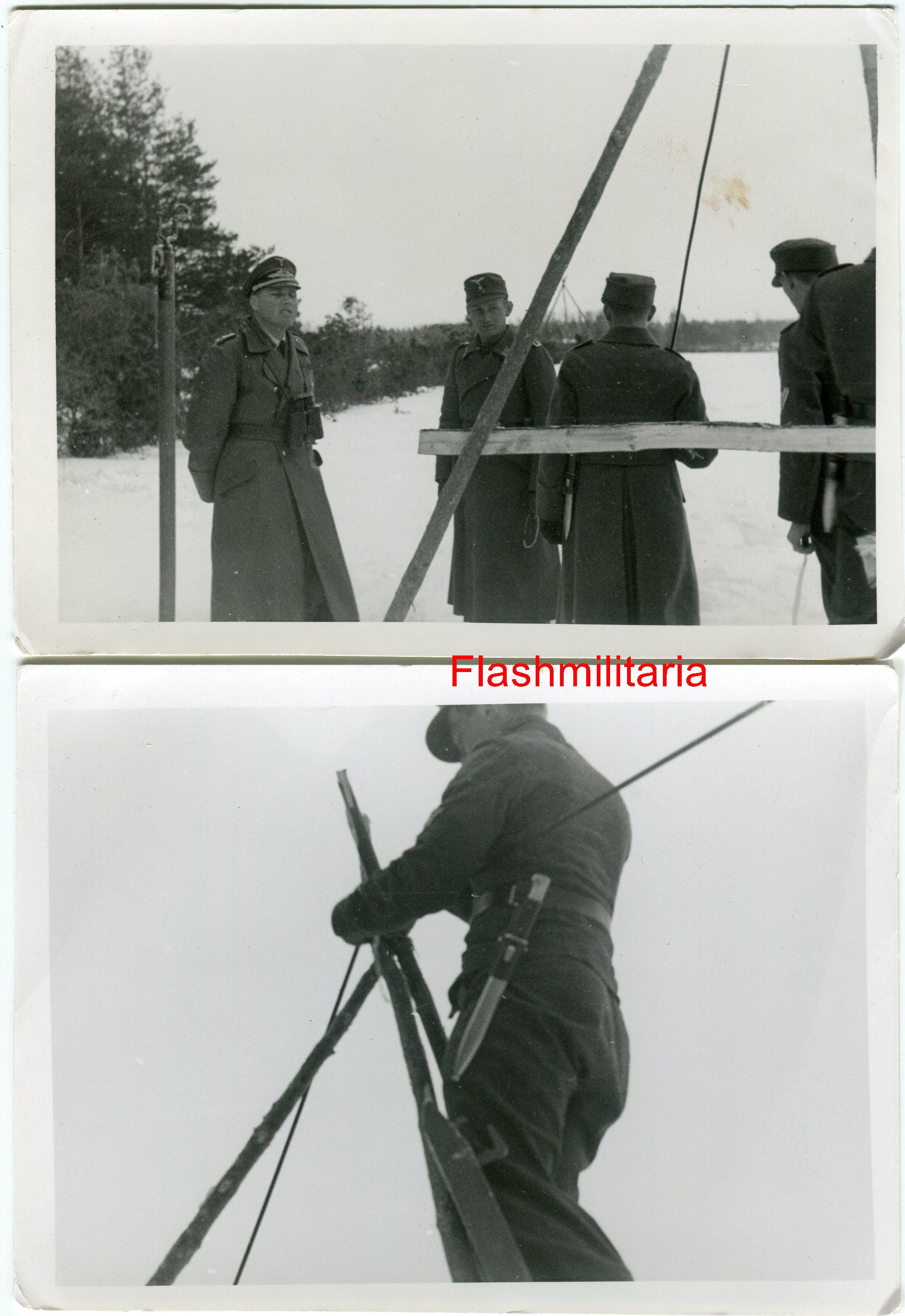 militaria : 2 photos allemandes -- Soldats de la Luftwaffe en hiver