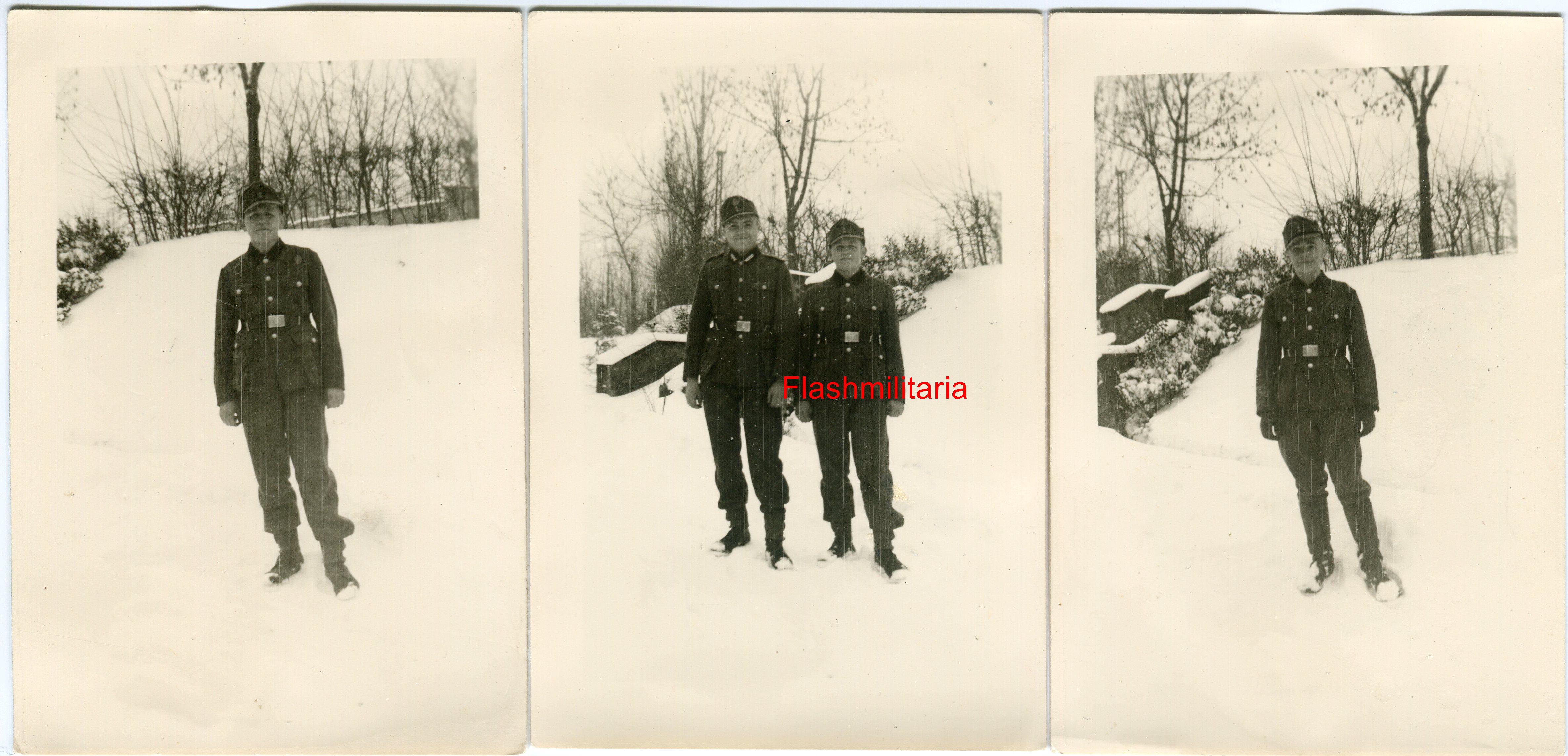 militaria : 3 photos allemandes -- Jeunes du RAD dans la neige