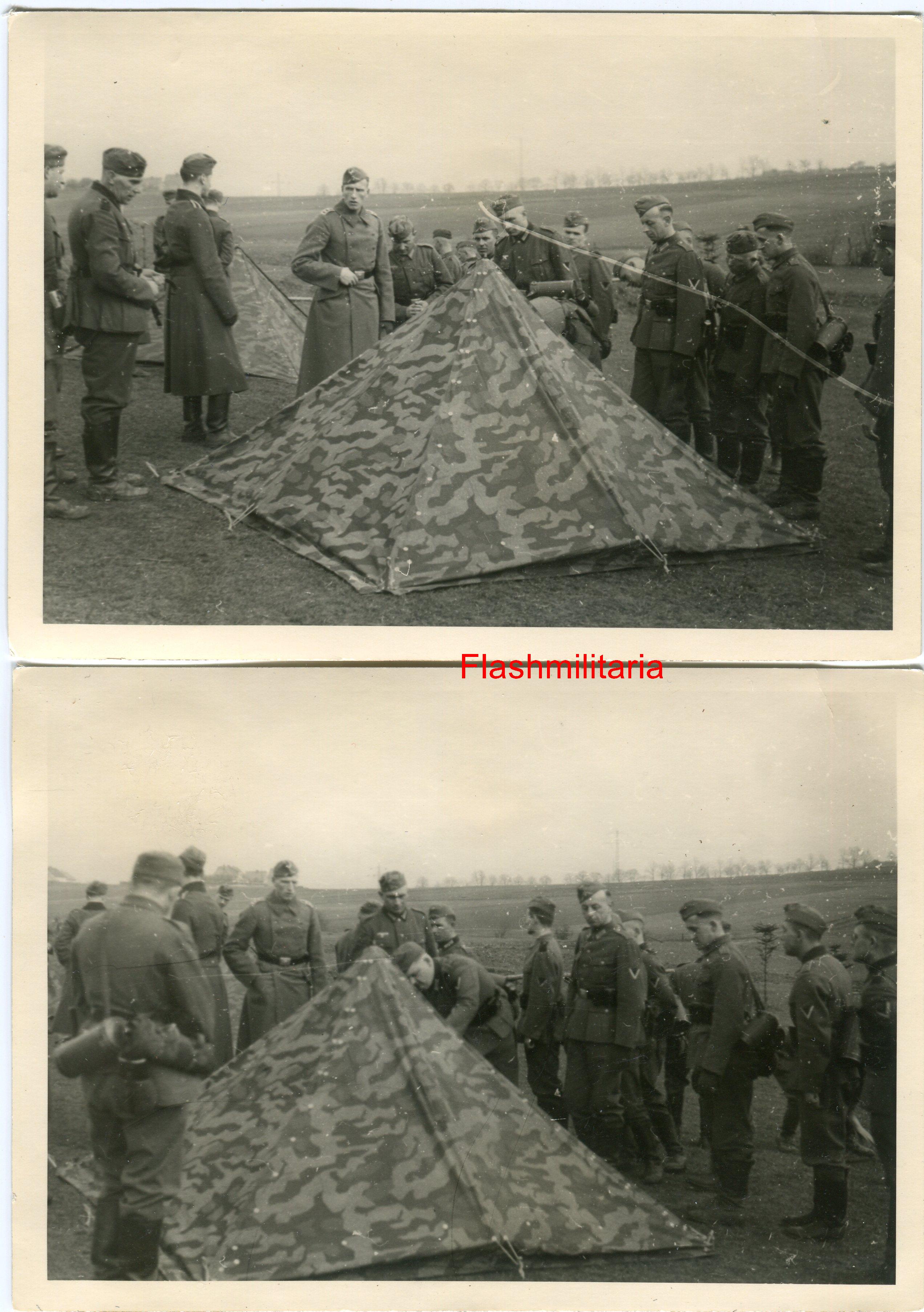 militaria : 2 photos allemandes -- Soldats allemands et zeltbahn en 1941