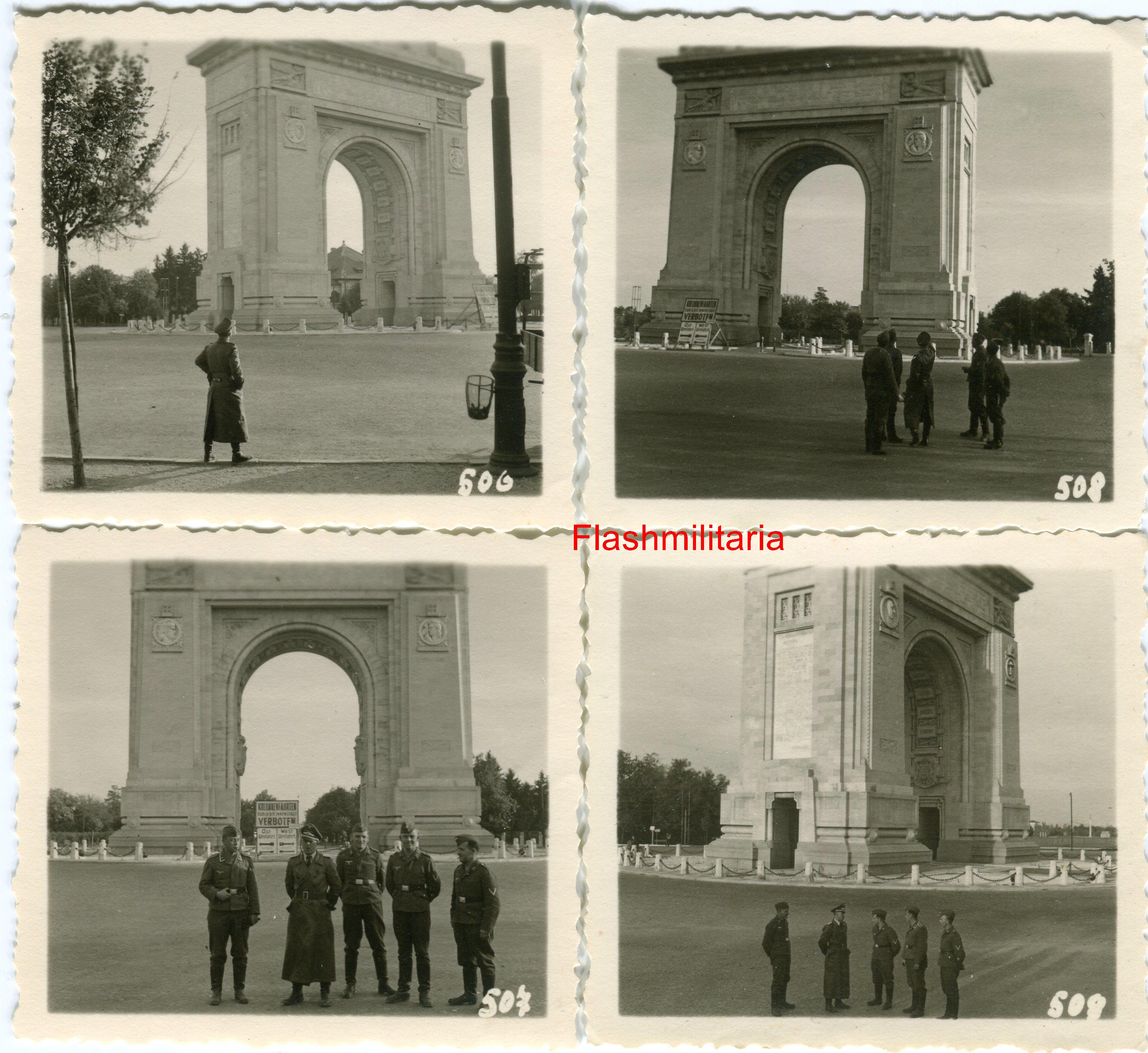 militaria : 4 photos allemandes -- Arc de Triomphe de Bucarest en Roumanie