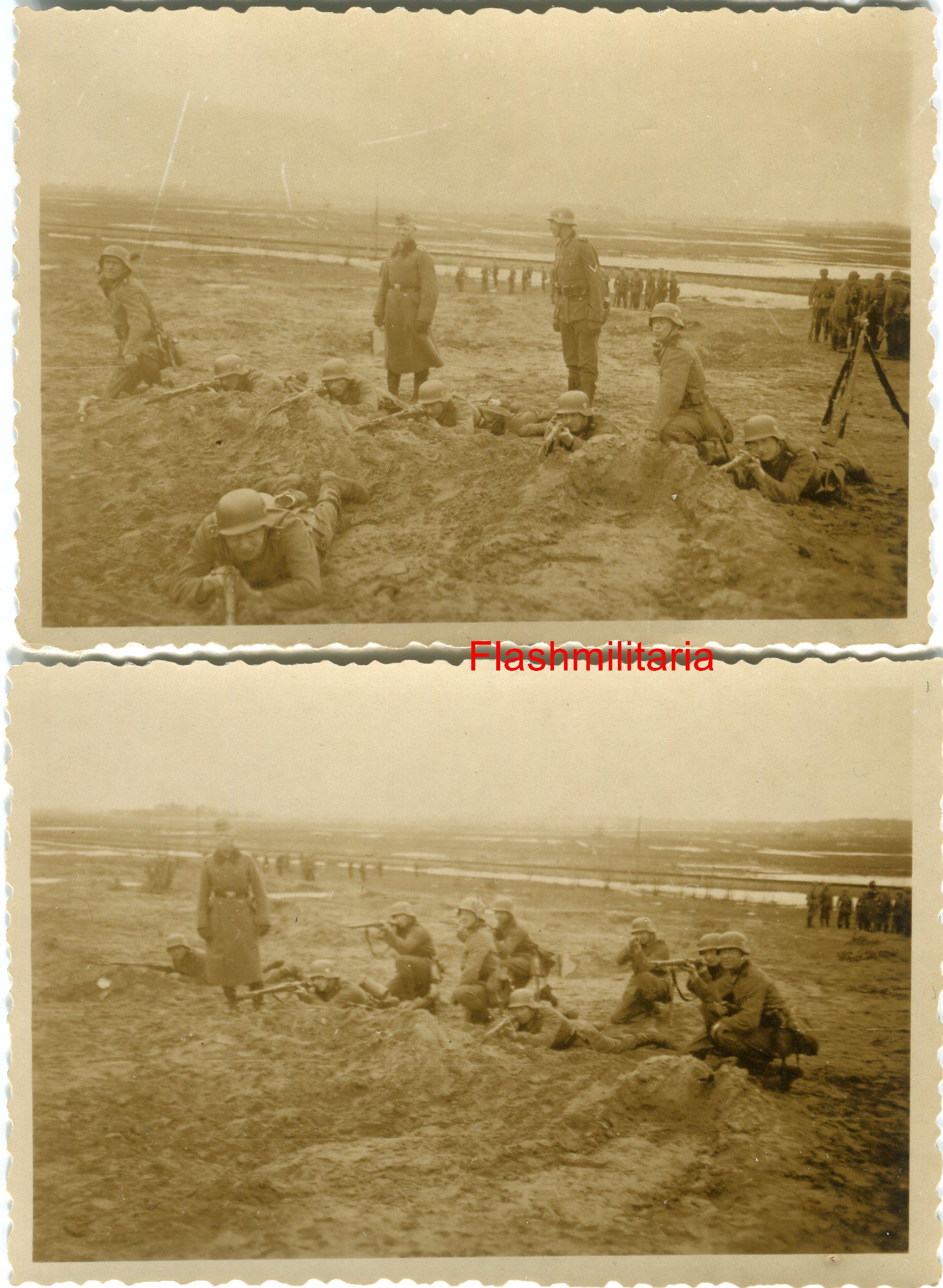 militaria : 2 photos allemandes -- En position de tir !