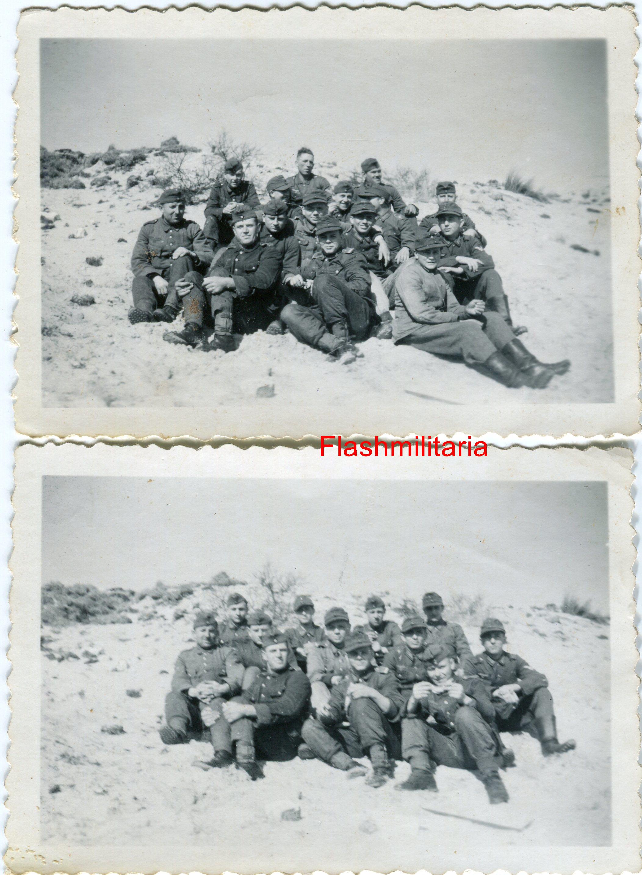 militaria : 2 photos allemandes -- Jeunes soldats sur une plage